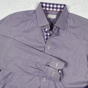 Eton Shirt Men's Size 16.5  42 Contemporary Fit Dress Purple Micro Check Cotton